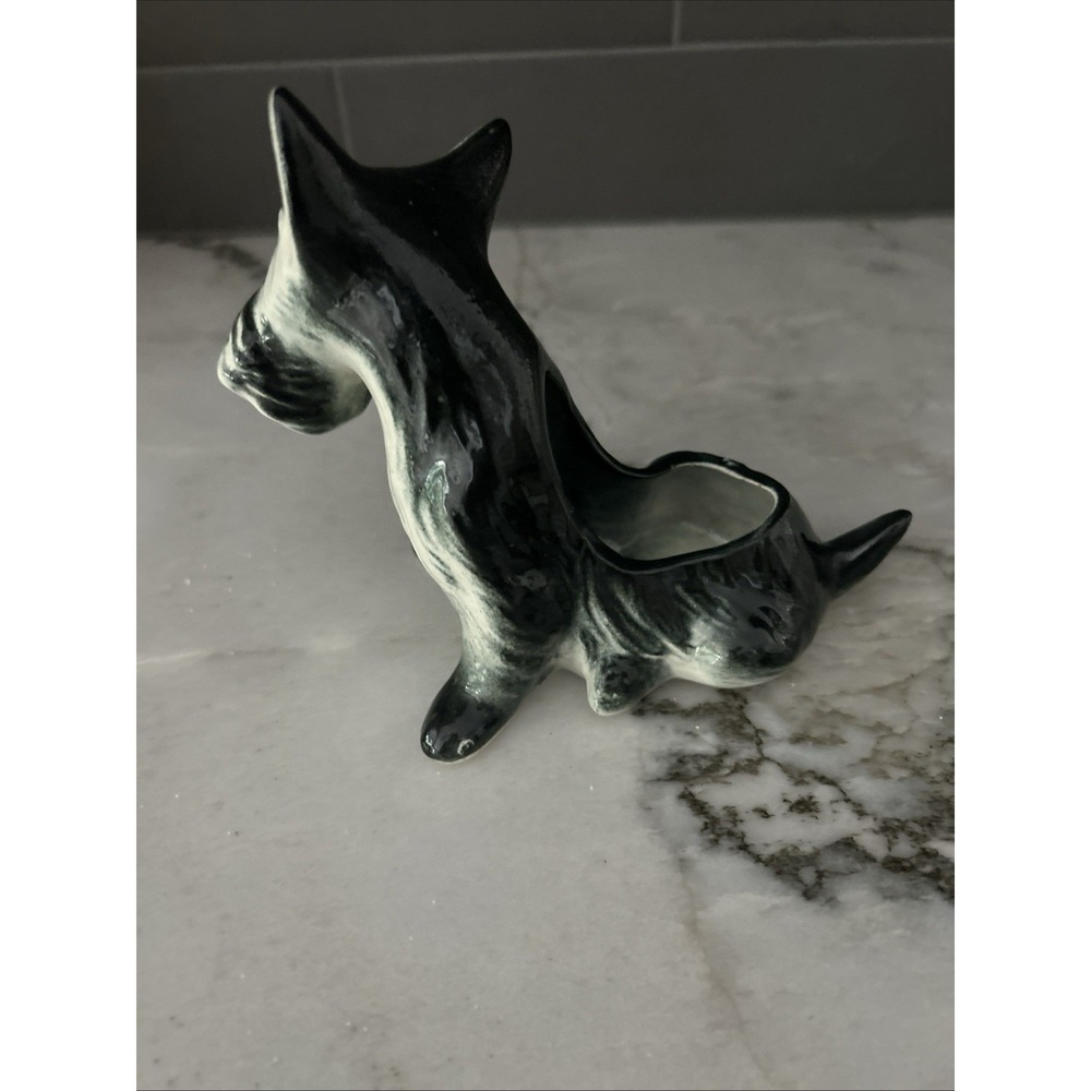 Vintage Ceramic Scottie Dog Figurine 1940s Sitting Scottish Terrier MCM Planter - Picture 4 of 8